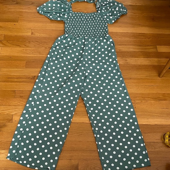 Green Polka Dot Jumpsuit - Picture 4 of 6